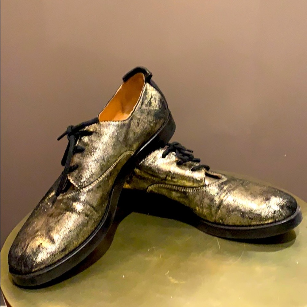 MM6 Martin Margiela Paris platinum black oxfords